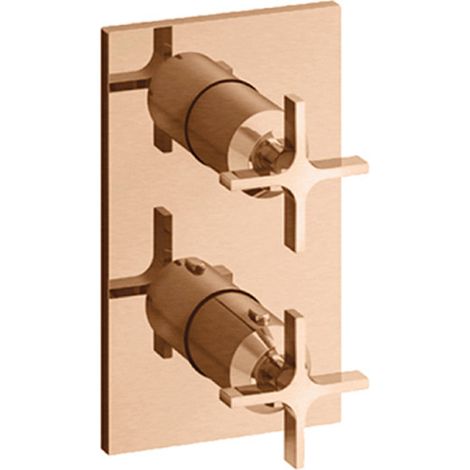 Façade douche thermostatique encastré 2 sorties Or Rose Brossé Cross Road - CRISTINA ONDYNA XR75234P (1/2)