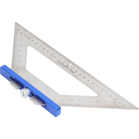 Équerre de menuisier triangle 140mm double échelle mesure traçage outil bleu (1/5)