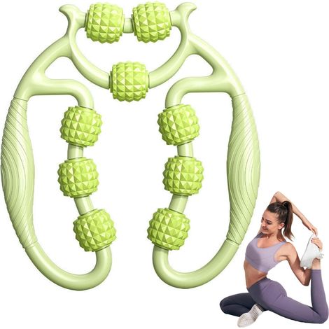 Masajeador anticelulítico, rodillo de masaje manual 3D de 9 ruedas con puntos de presión para piernas, multifuncional, ajustable, antideslizante para muslos, glúteos, cuello, brazos y abdomen.