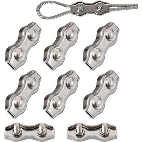Stück Duplex-Clips M6 Drahtseilklemmen Edelstahl 304 Duplex-Klemmen für 6 mm Drahtseil-Takelage