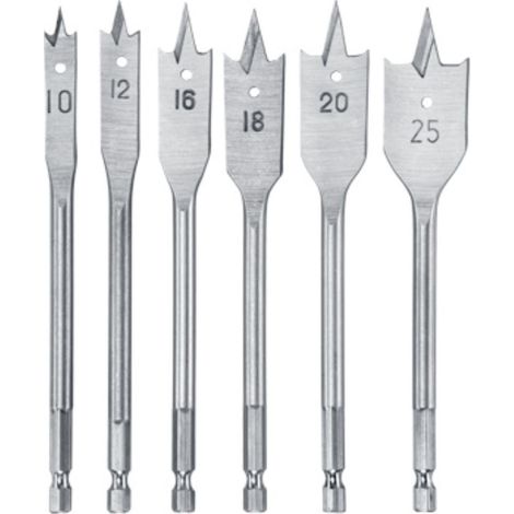 Juego de 6 brocas avellanadoras planas KWB para madera - 10-25 mm (1/3)