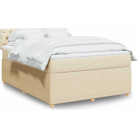 Boxspringbett mit Matratze Creme 160x200 cm Stoff