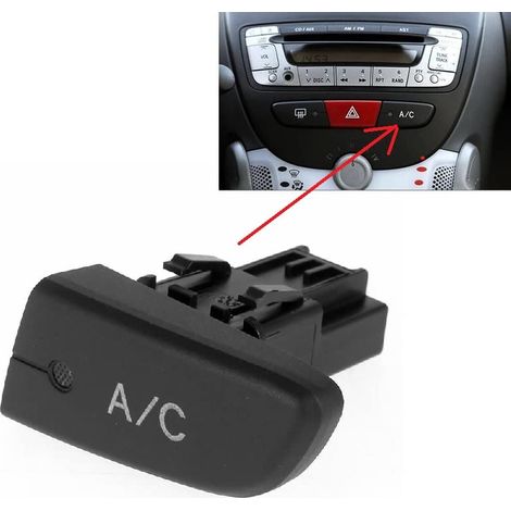Ej.Life Bouton de Commutation de Climatisation pour C1 2005‑2014, Bouton Poussoir de Climatisation AC avec Capuchon de Remplacement 6554KX