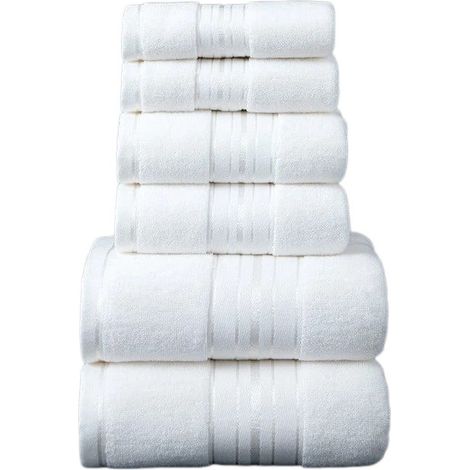 Ensemble de 6 serviettes 100 % coton, blanches, douces et absorbantes, pour le bain et le visage