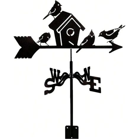 Wetterfahne in Form eines Vogelnestes, Metallsilhouette, dekorative Außendekoration, dekoratives Gartendach (1/5)