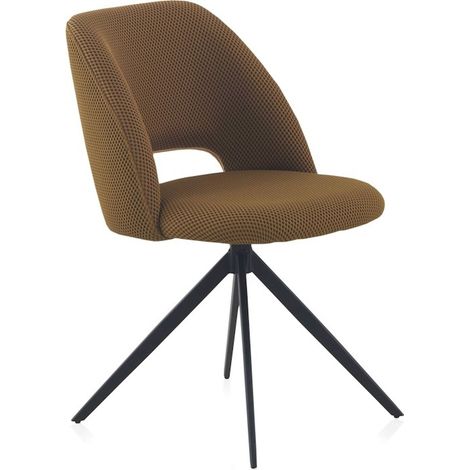 x4 chaises tapissée moutarde nid d'abeille pivotante pieds noirs - moutarde nid d'abeille (1/5)