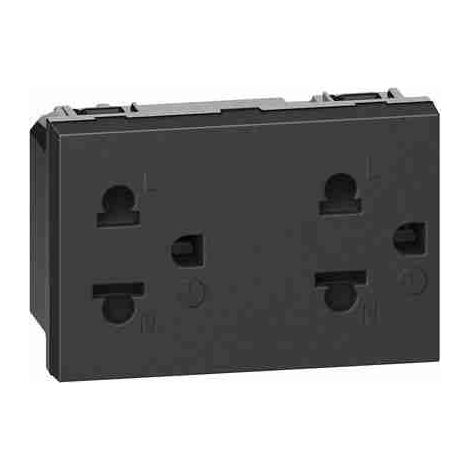 Prise double BTIKG4185 2P+T 16A 127/250 Vca, norme européenne-américaine
