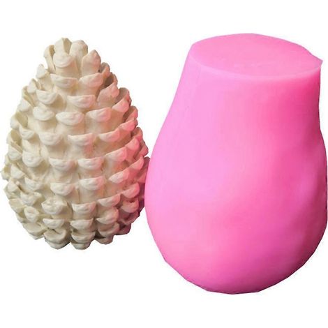 Moule en silicone en forme de pomme de pin pour porte-clés, résine époxy, pâte polymère (1/5)