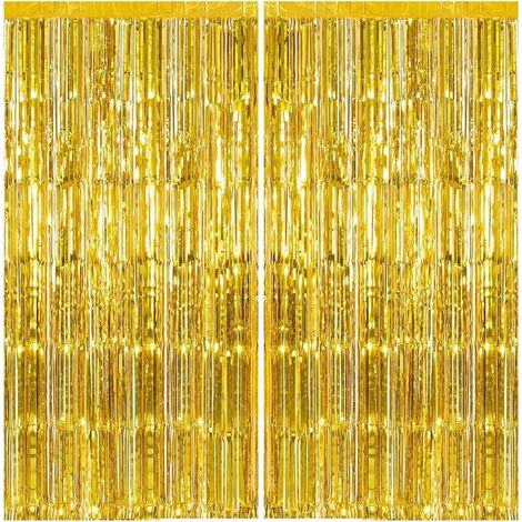 2 Rideau métallique, Aluminium, Franges dorées, 1x2m, Décoration fête (1/5)