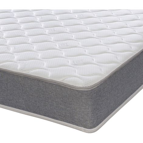 Extreme Comfort Approx 7" Deep Micro Quilted Wavy Top Panel Memory Foam Grey Border Spring Mattress, 3ft Single 90cm x 190cm