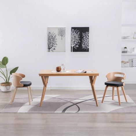 vidaXL Sillas de comedor 2 uds madera curvada y cuero sintético negro (1/5)