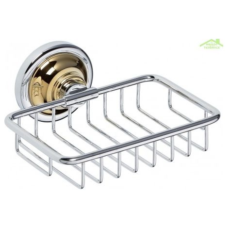 Porte-savon en grille mural en laiton chromé doré RETRO 14x6,5x14,2 cm (1/3)