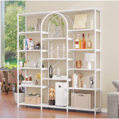 MEUBLIV Étagère 160 x 30 x 180 cm blanche – rangement ouvert, 2 colis (1/5)