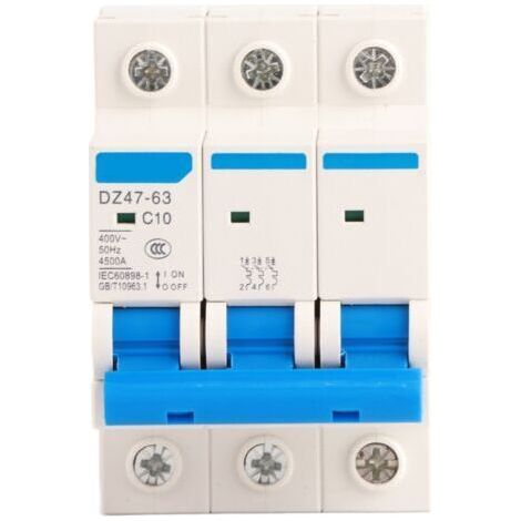 Disjoncteur miniature à 3 ples AC 400 V 6/10/16/20 A Disjoncteur de sécurité MCB DZ47-63 (10 A) (1/5)