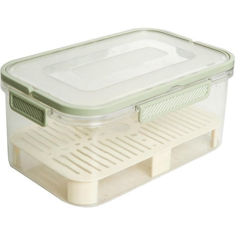 Recipientes para almacenar frutas y verduras en el refrigerador, con asas, color verde. (1/5)