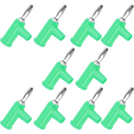 Lot de 10 fiches bananes empilables 4 mm (0,2 pouce) en laiton, sans soudure, pour accessoires de sécurité (vert). (1/5)
