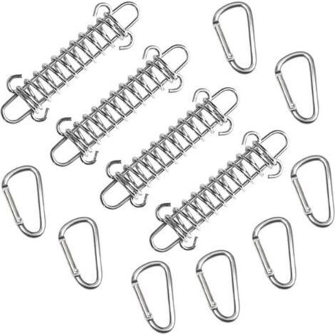 Set di 4 tenditori a molla in acciaio inox per tenda da campeggio con 8 moschettoni (1/4)