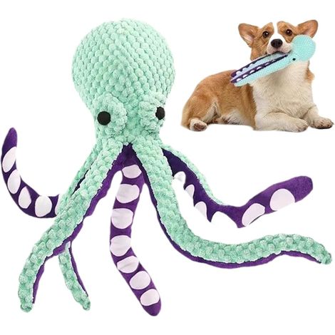 Générique Jouet Chien Pieuvre Jouets en Peluche pour Chiens,Jeu Interactif De Dentition avec Son Couchant pour Piscine Intérieure Plage Et Temps (1/5)