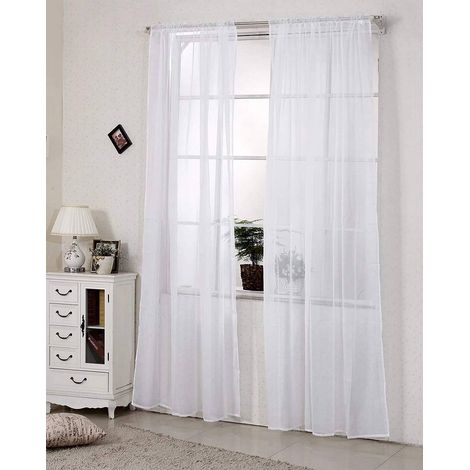 WOLTU Gardinen transparent mit Kräuselband Stores Voile (1 Stück) weiß 140x145 cm (1/4)