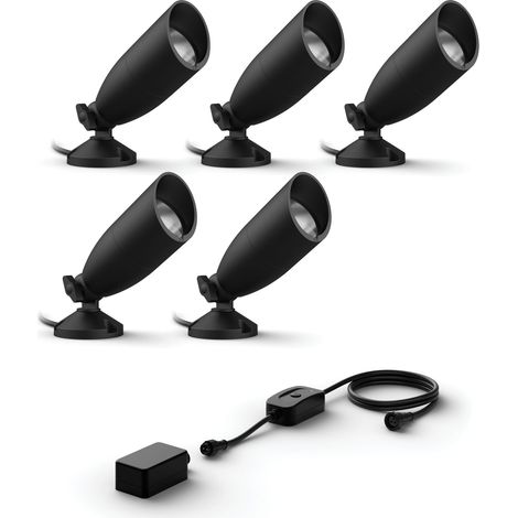 WiZ Gartenstrahler Basis set mit 5 Gartenstrahler (Schwarz) Weißes und Farbiges Licht - inkl. Stromkabel - Smarte LED Beleuchtung - WLAN (1/5)