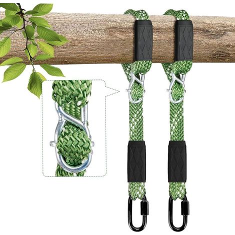 Schaukelbefestigungsset 2-teilig – verstellbares Nylonschaukelseil 101 cm mit Karabinerhaken – bis 363 kg – für drinnen & draußen (1/5)