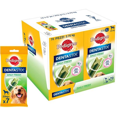 Pedigree Dentastix Fresh 70 Snack per la Igiene Orale (Cane Grande 25 kg+) 270 g 7 Bastoncini - 10 Pacchetti (70 Bastoncini in totale) (1/5)