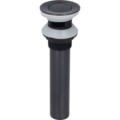 Bonde de lavabo à pression avec système anti-débordement en acier inoxydable noir pour lavabo et salle de bain (1/5)