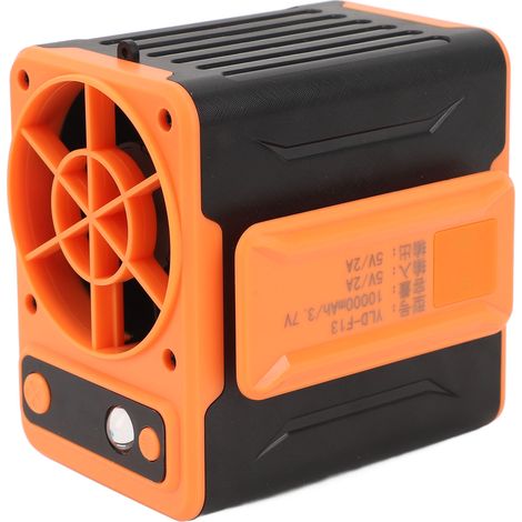 Ventilateur de taille rechargeable USB 10000 mAh avec pince, lampe torche, 4 vitesses réglables, affichage LED et cordon pour l'extérieur (1/5)