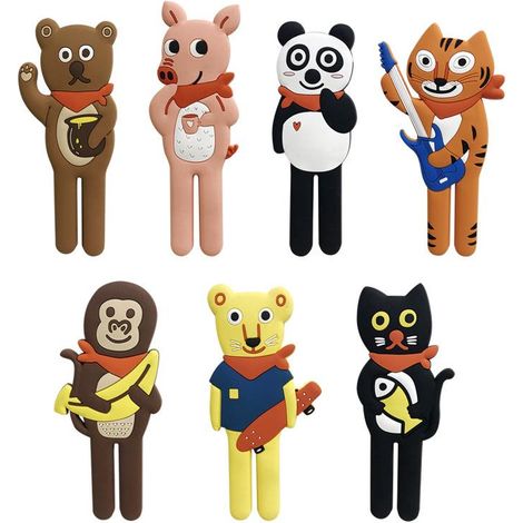 Lot de 7 aimants de réfrigérateur en caoutchouc, aimants animaux, jolis aimants 3D avec motifs d'animaux de dessin animé, parfaits pour un tableau blanc éducatif (1/5)