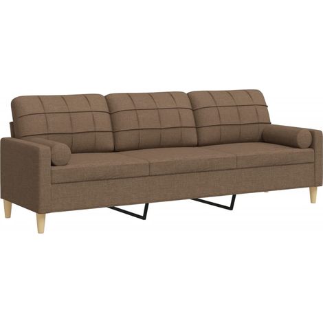 Maison Exclusive - Divano a 3 Posti con Cuscini Marrone 210 cm in Tessuto