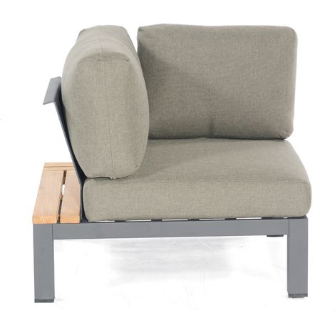 Sonnenpartner Lounge-Eckmodul Equila Aluminium/Teakholz mit Kissen anthrazit Lounge-Sessel