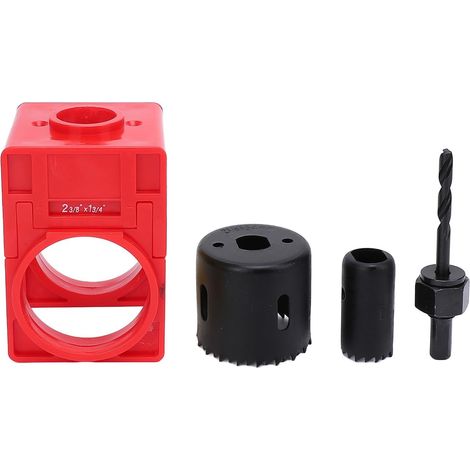 Kit de scie cloche pour serrure porte avec gabarit auto-centrant (1/5)