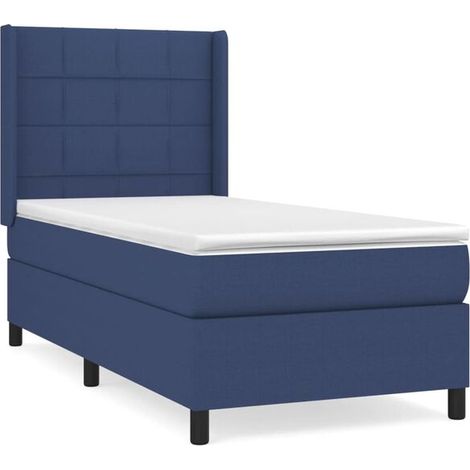 Cadre de lit en tissu, matelas inclus, bleu, 80 x 200 cm (1/5)
