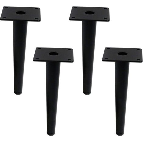 Runde, konische Möbelbeine, robust, für Schrank, Schrank, Stuhl, Tisch, Metallfüße mit Befestigungsschrauben, Höhe 20 cm, schwarz