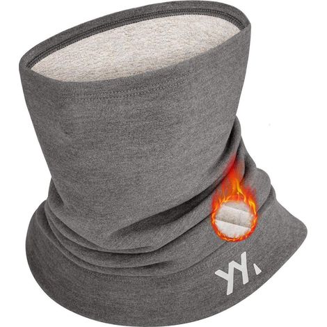 Warmer Schlauchschal Damen Herren Fleece Modal-Wolle Mix Schal Halswärmer Hellgrau (1/5)