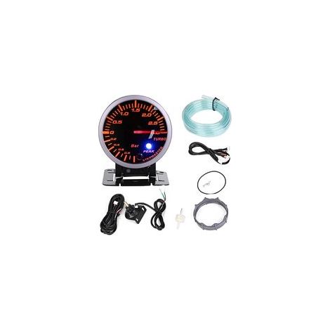 Aramox Turbo-Druckanzeige 3 Bar, 2,5 Zoll (60 mm), 3,0 Bar LED-Anzeige, Ladedruckanzeige, Zeiger, 12 V DC, für alle Fahrzeugtypen