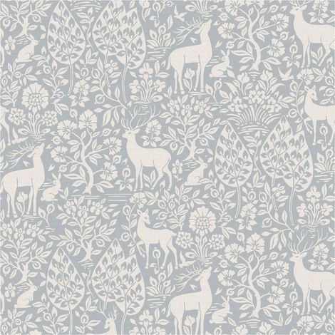 Holden Decor Deer Woods Blue Wallpaper Washable Paste The Paper Animals Forest (1/4)