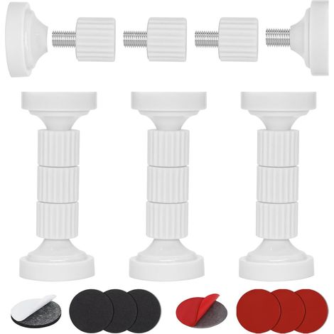 4 Pièces Cadre de Lit Fileté Réglable, 40-115 mm Butées de Stabilisation et Anti-Tremblement Réglables, Anti-Secousses Entretoises pour Lits, Armoires, Canapés (Blanc) (1/5)