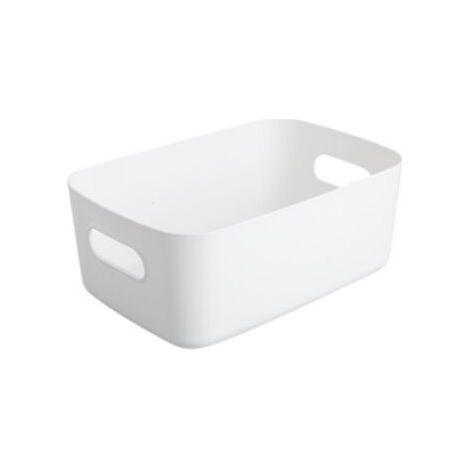 Panier de Rangement en Plastique Blanc, Placard ,Bac Blanc Tiroir Salle de Bain avec Anse pour Empilables Cuisine, Chambre, Bureau, 20.5x14 x7 cm (Blanc)