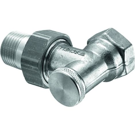Raccordement de radiateur, en angle, verrouillable, 10 bar, 3/8 de pouce, nickel mat
