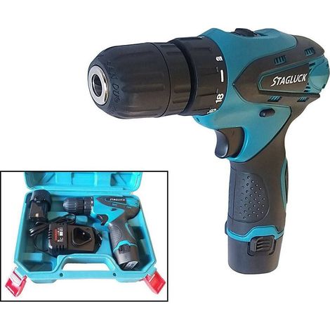 TrAdE Shop Traesio - Trapano Avvitatore A Batteria A Litio Valigetta 14.4v Cordless Doppia Batteria - (1/4)