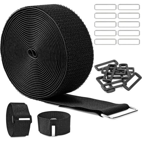 5m x 5cm Attache Cable Avec 20 boucle,Sangle Scratch,Réutilisables Nylon Scratch,Pour Organiser vos Câbles, Fils, Tuyaux, etc. (1/5)