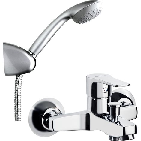 Ramon Soler - Conjunto Grifo Baño-Ducha Monomando Cromado con Sistema S2 de Ahorro de Agua con Accesorios Serie Titanium (1/3)
