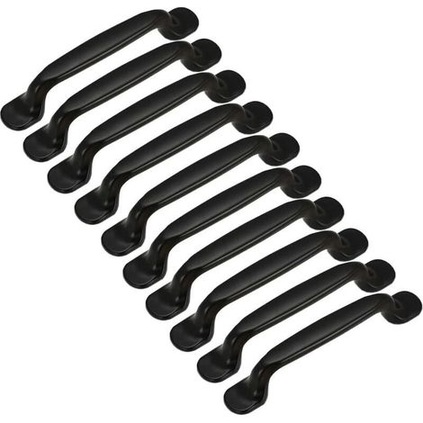 10 tiradores para puerta de cocina, armario, cajón, mueble de dormitorio, distancia entre ejes de 128 mm, aluminio negro (1/4)
