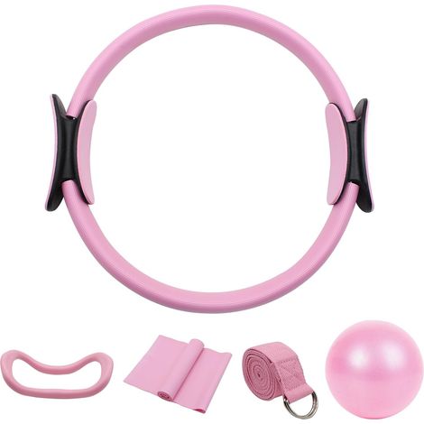 Juego de anillas de pilates, incluye pelotas de yoga, correas de yoga y bandas de fitness. Accesorios portátiles para gimnasio en casa, ideales para casa y estudio. (1/5)