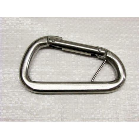 Stainless Steel Asymmetric Carbine Hook with Wire Bar 10MM x 100MM (Wire Rope Gate Karabina) (1/2)