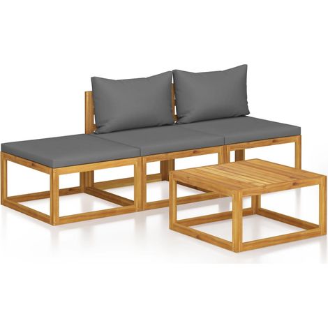 Maison Exclusive - 4-tlg. Garten-Lounge-Set mit Auflagen Massivho