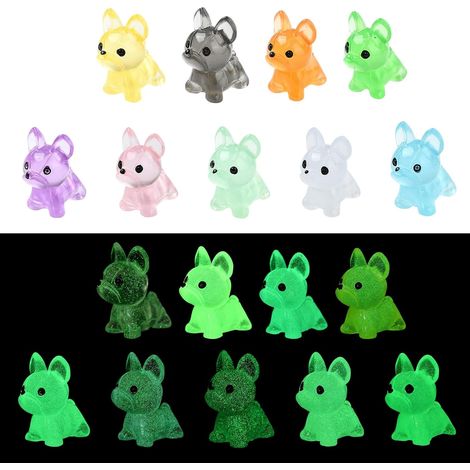 Lot de 90 mini figurines de chiens en résine lumineuses, figurines d'animaux phosphorescents pour travaux manuels, décoration de gâteaux, paysage (1/5)