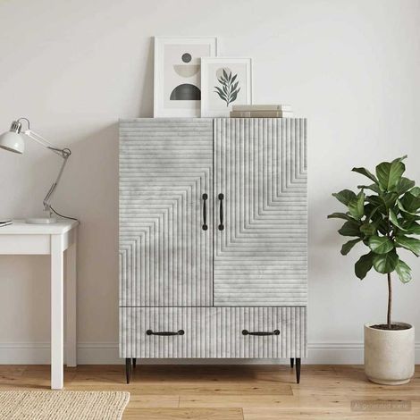 Buffet gris béton avec tiroir et porte, bois d’ingénierie, 66 x 34,5 x 95 cm - PANGIVO (1/5)