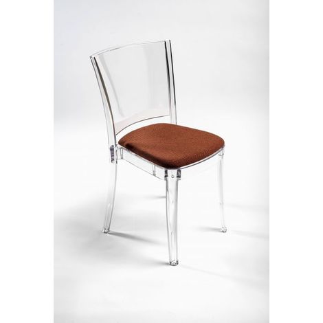 Sedia trasparente con cuscino imbottita Lucienne - TESSUTO TREVIRA CANVAS Colore cuscino Rame (1/5)